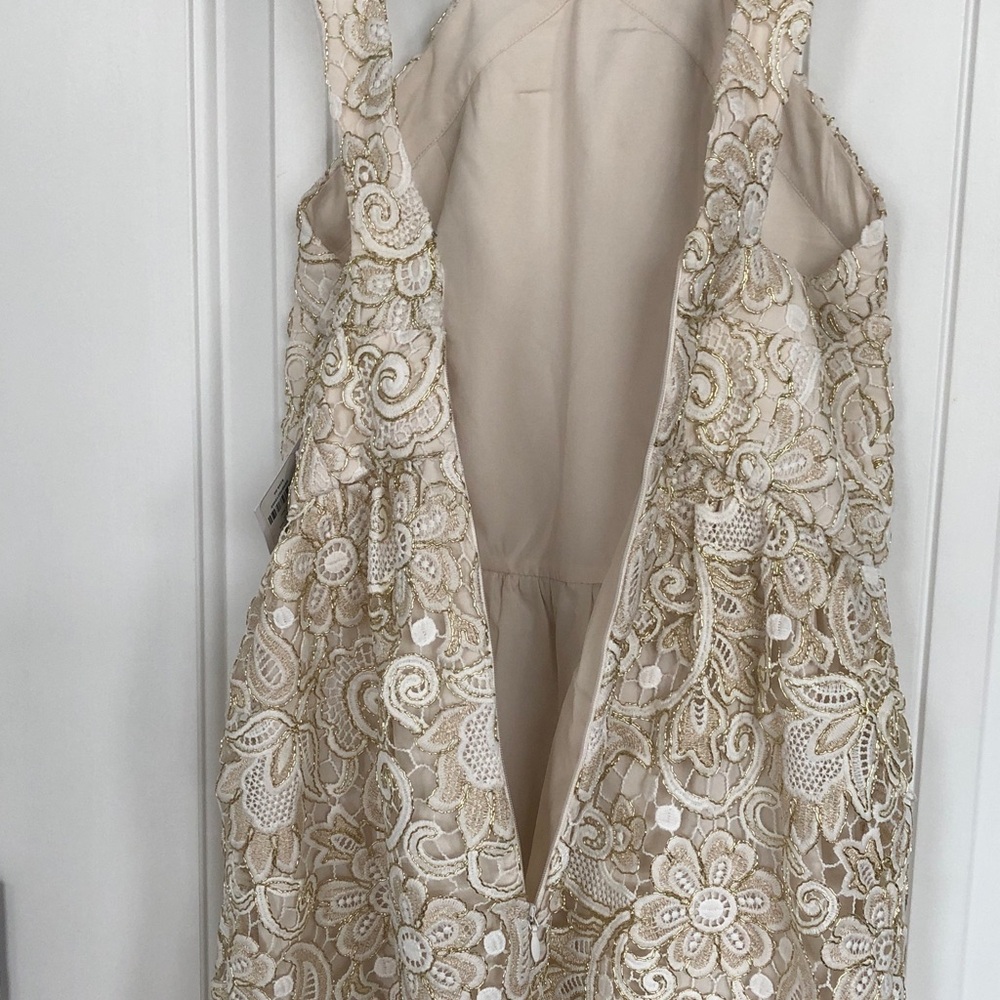 Club Monaco BRAND NEW Women’s short champagne sleeveless eyelet dress Size 0 - Picture 6 of 8